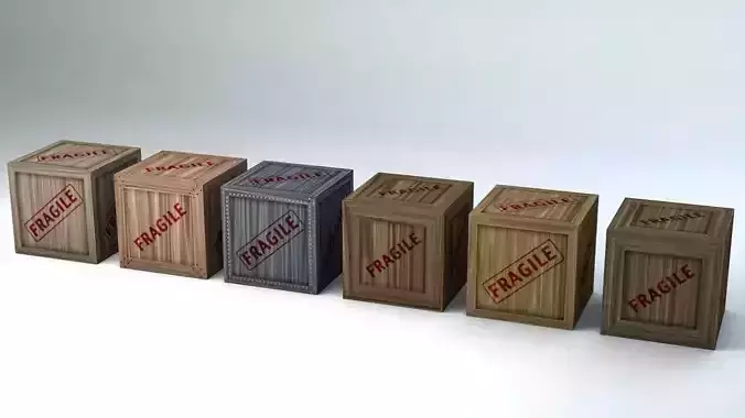 Fragile Wooden Crates Pack Low-poly 3D model