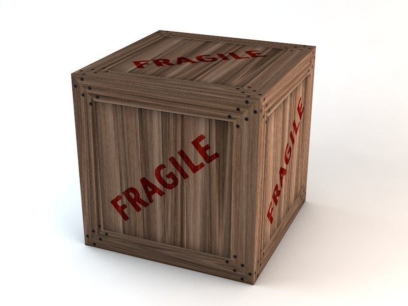 Fragile Wooden Crates Pack Low-poly 3D model_3