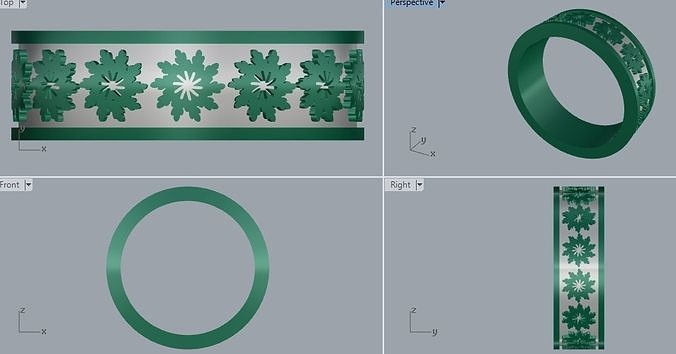 Sterling Silver Floral Ring Jewellery 3D print model