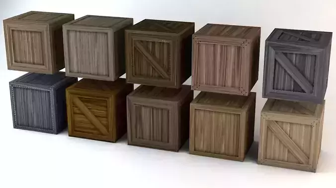 Wooden Crates Pack Low-poly 3D model