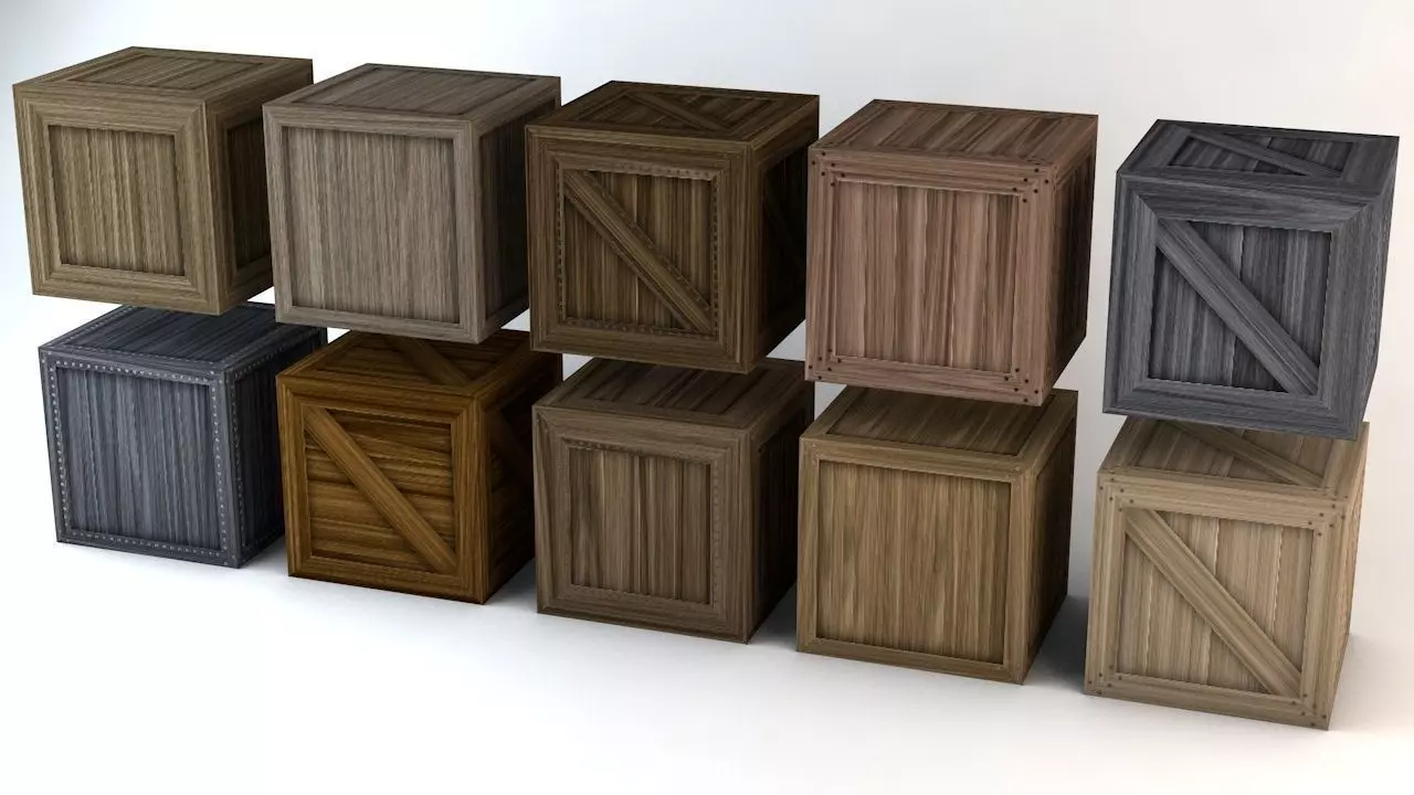 Wooden Crates Pack Low-poly 3D model_0