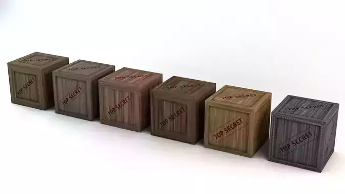 Top Secret Wooden Crates Pack Low-poly 3D model