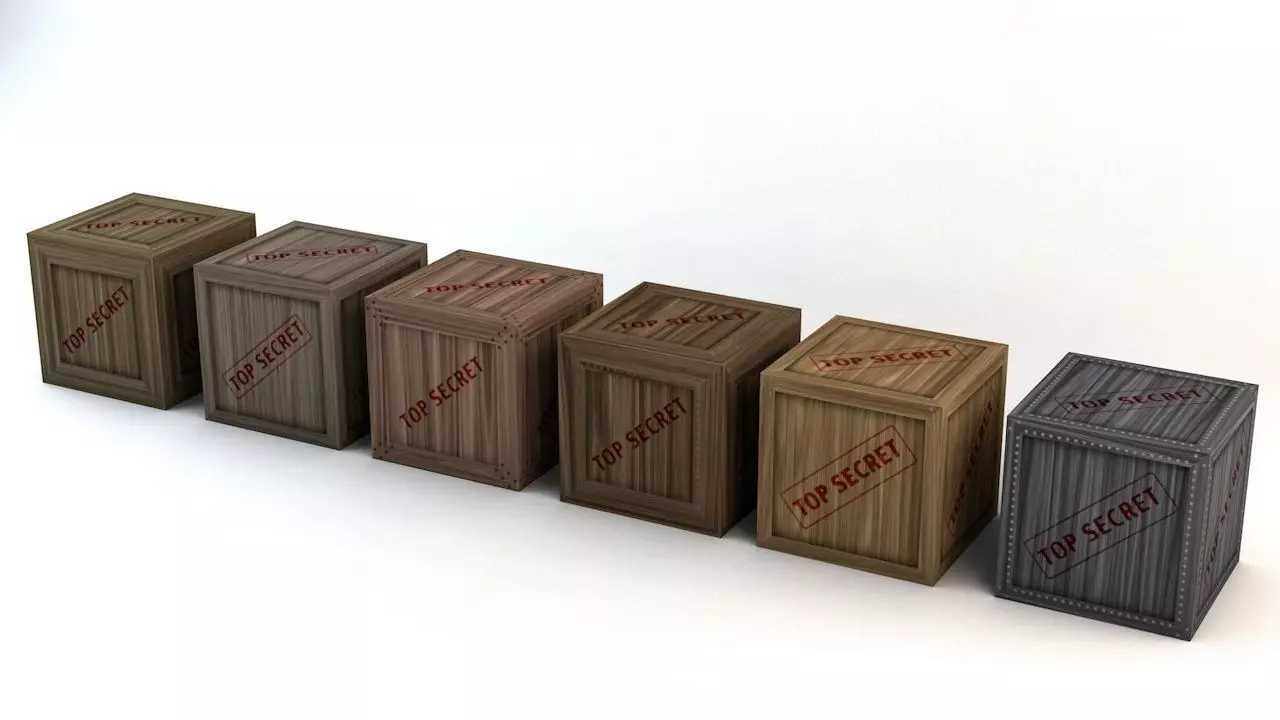 Top Secret Wooden Crates Pack Low-poly 3D model_0