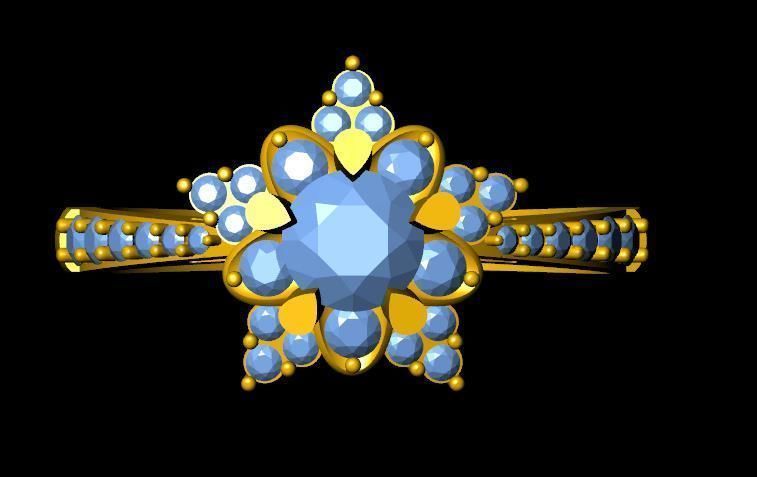 DiamondRing engagement ring with stones 3D print model_1