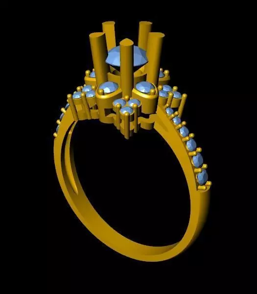 DiamondRing engagement ring with stones 3D print model_0