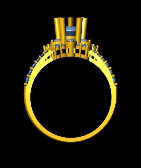DiamondRing engagement ring with stones 3D print model_3