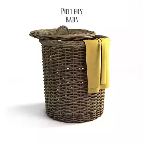Pottery barn Round Perry Wicker Basket Hamper Havana Weave