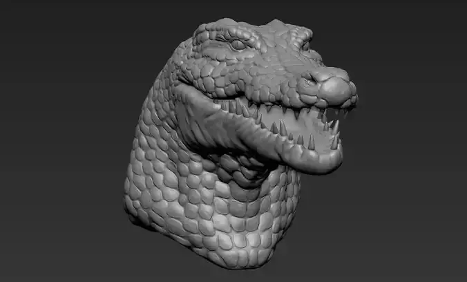 Crocodile Humanoid Head