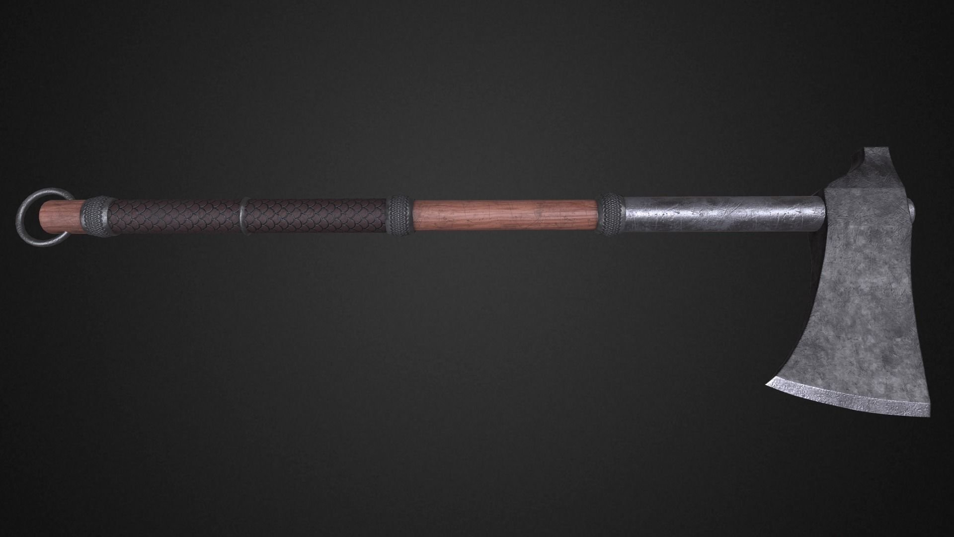 Medieval axe Low-poly 3D model_3