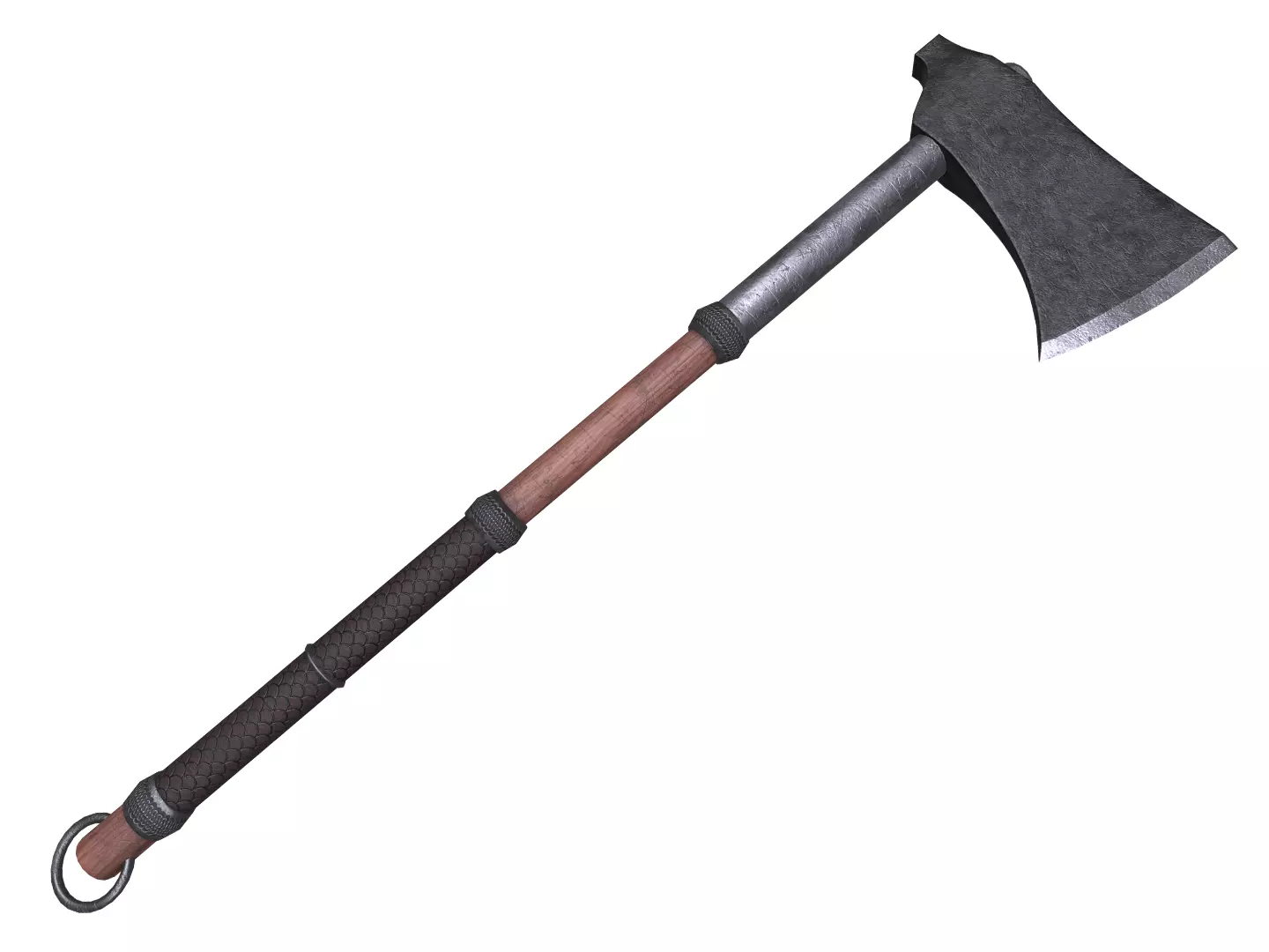 Medieval axe Low-poly 3D model_0