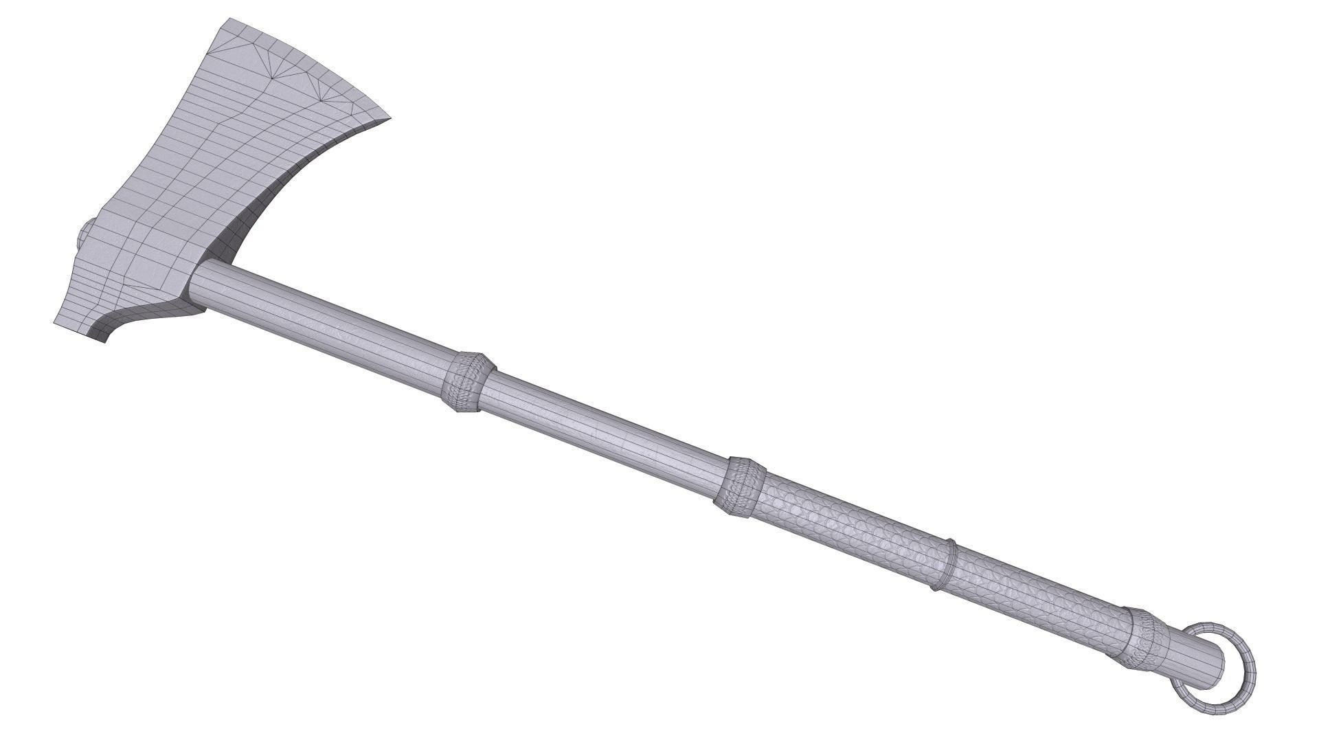 Medieval axe Low-poly 3D model_7