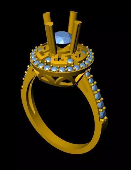 DiamondRing gold ring with stones 3D print model