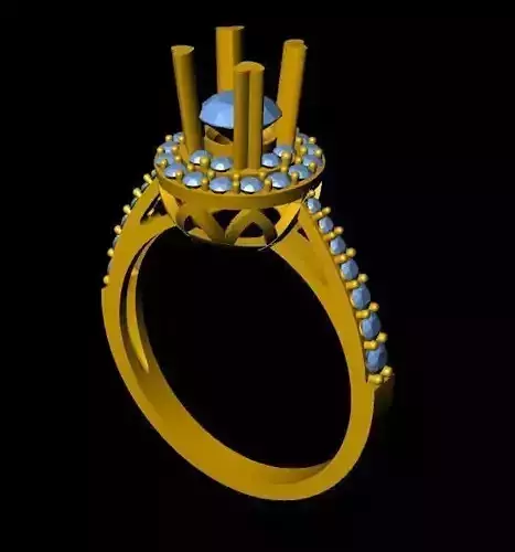 DiamondRing gold ring with topaz and diamonds