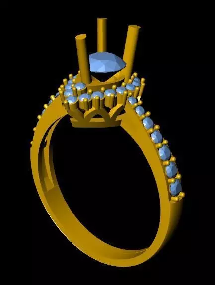 DiamondRing engagement ring with stones 3D print model_0