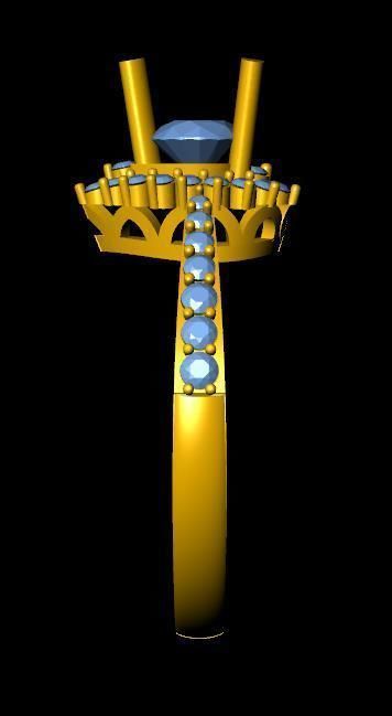 DiamondRing engagement ring with stones 3D print model_2