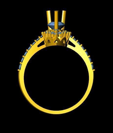 DiamondRing engagement ring with stones 3D print model_3