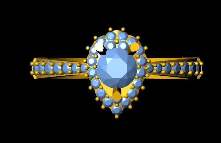 DiamondRing engagement ring with stones 3D print model_1