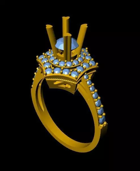 DiamondRing engagement ring with stones 3D print model