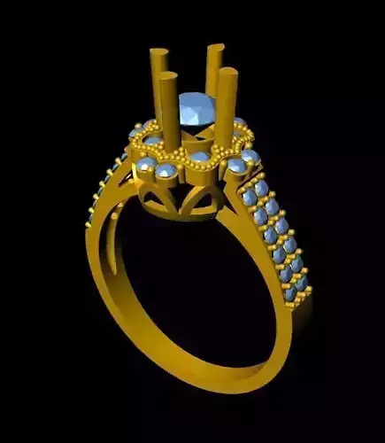 DiamondRing gold engagement ring with stones