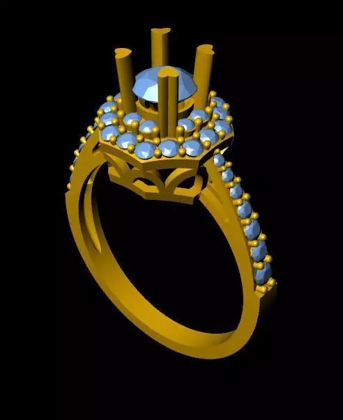 DiamondRing engagement ring with stones 3D print model_0