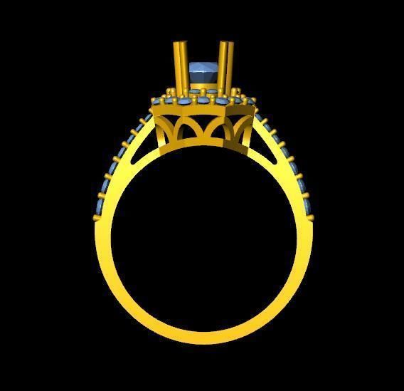 DiamondRing engagement ring with stones 3D print model_3