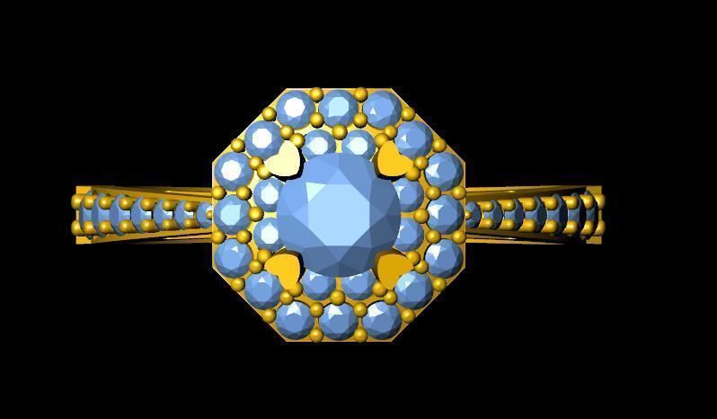 DiamondRing engagement ring with stones 3D print model_1