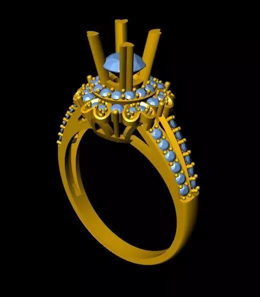 DiamondRing engagement ring with stones 3D print model