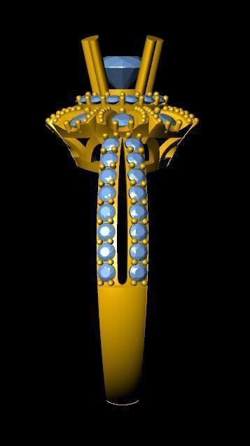 DiamondRing gold ring with stones 3D print model_2