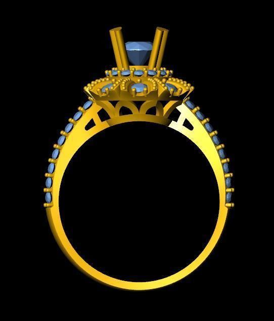 DiamondRing gold ring with stones 3D print model_3