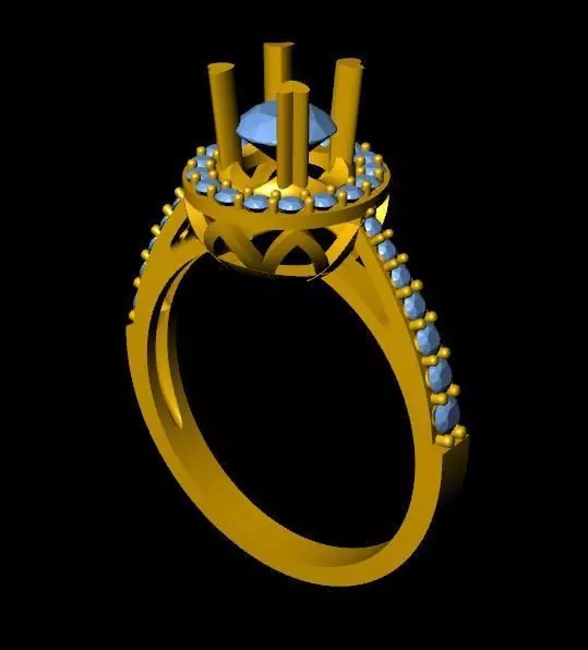 DiamondRing engagement ring with stones 3D print model