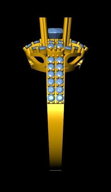 DiamondRing gold ring with stones 3D print model_2