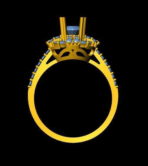 DiamondRing gold ring with stones 3D print model_3