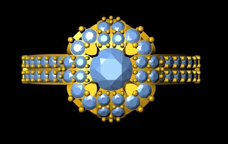 DiamondRing gold ring with stones 3D print model_1