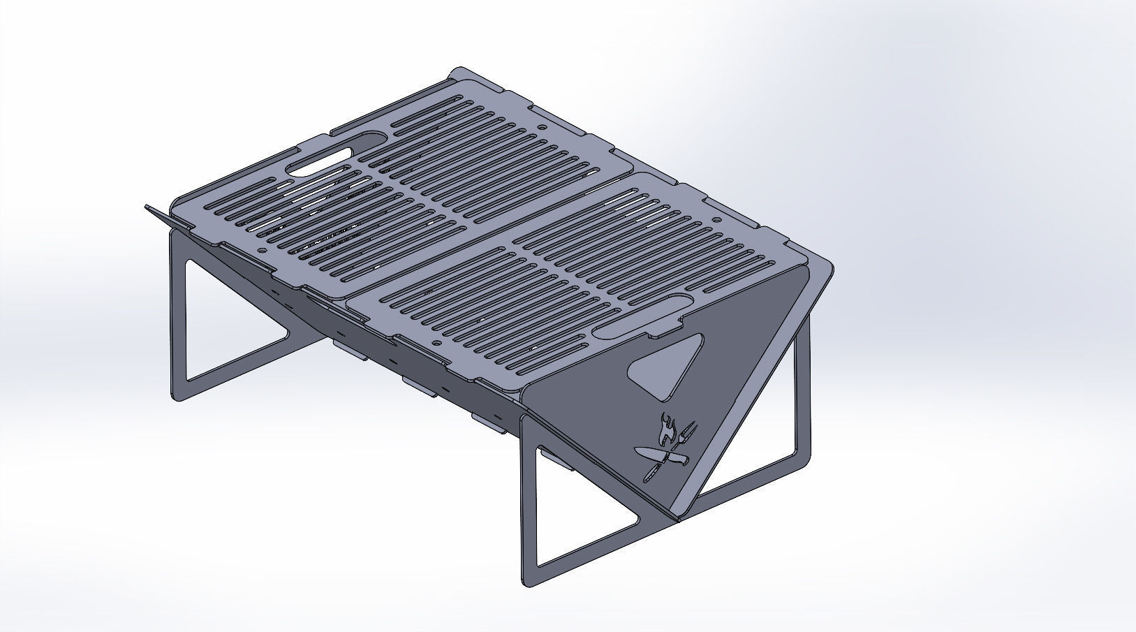 Barbecue Dxf And Step format Portable grill fire pit 3D model_3