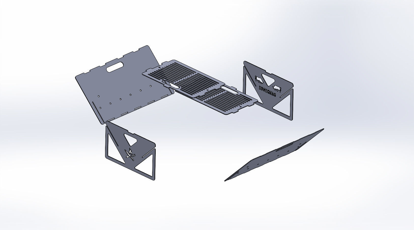 Barbecue Dxf And Step format Portable grill fire pit 3D model_4