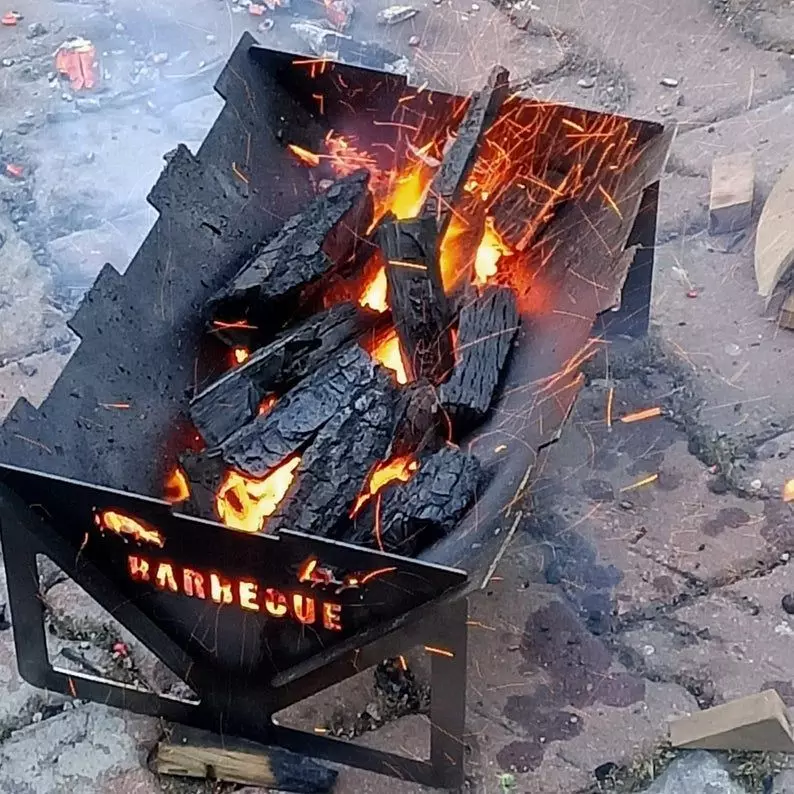 Barbecue Dxf And Step format Portable grill fire pit 3D model_0