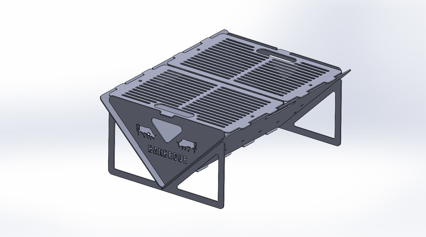 Barbecue Dxf And Step format Portable grill fire pit 3D model_2