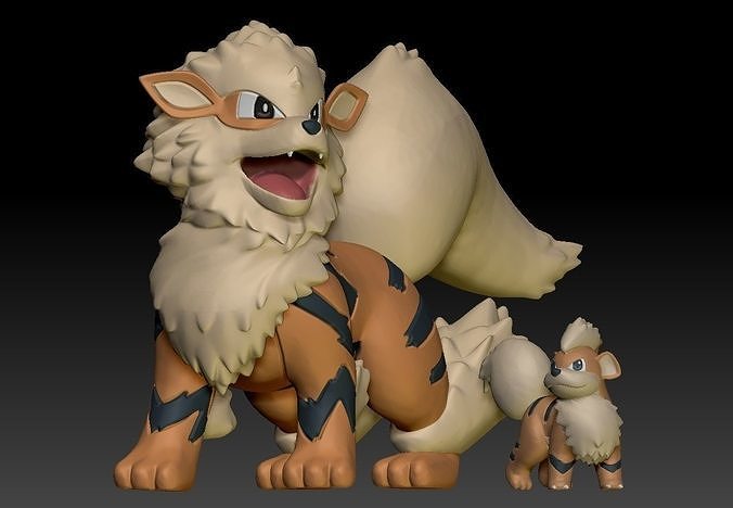 Pokemon Growlithe Arcanine 3D print model