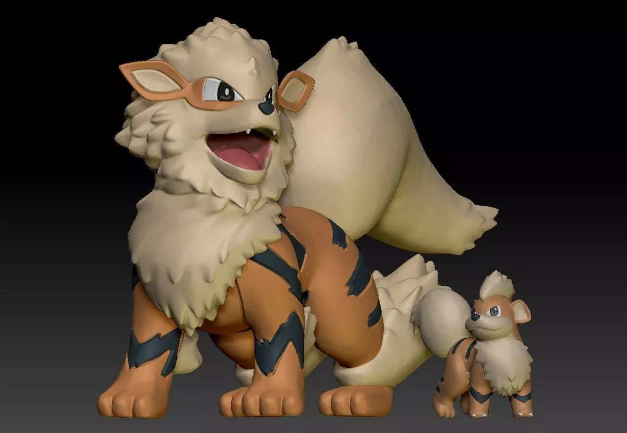 Pokemon Growlithe Arcanine 3D print model_0