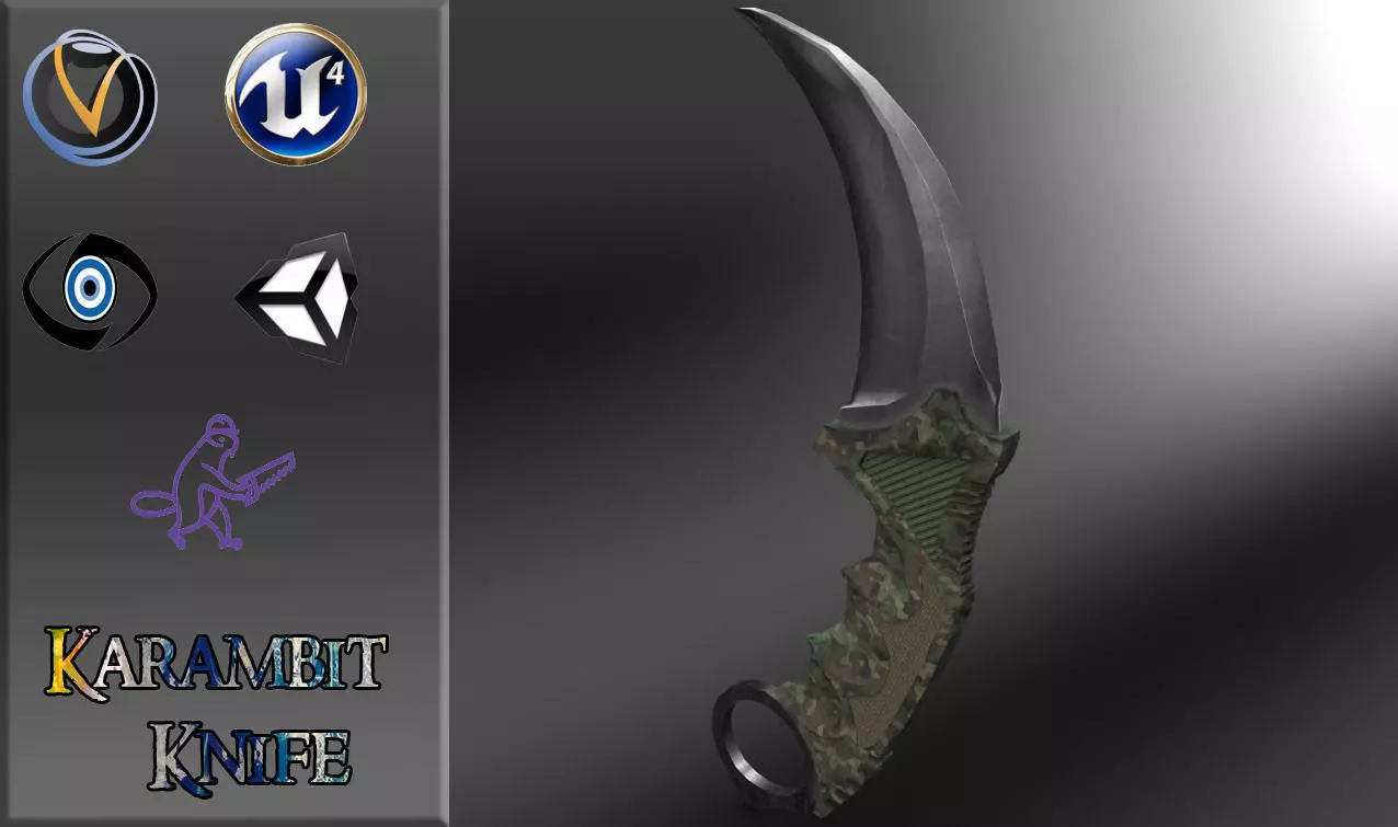 Karambit Knife Military Style GR Low-Poly Low-poly 3D model_0