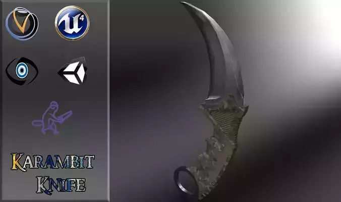 Karambit Knife Military Style GR Low-Poly Low-poly 3D model