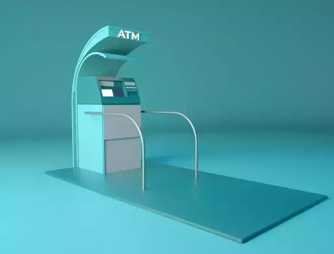 ATM Low poly machine 3D model