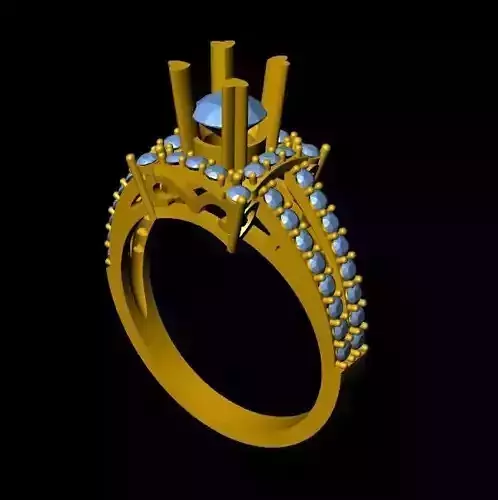 DiamondRing gold engagement ring with stones