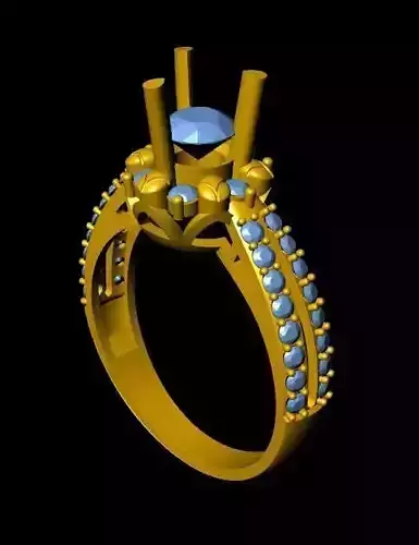 DiamondRing gold engagement ring with stones