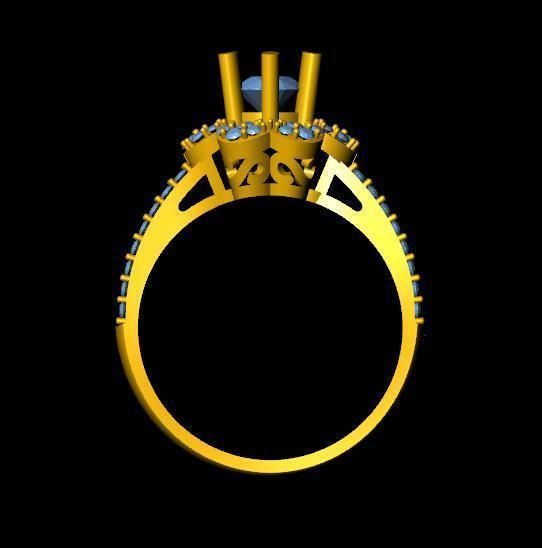 DiamondRing engagement ring with stones 3D print model_3