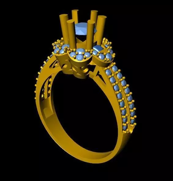DiamondRing engagement ring with stones 3D print model_0