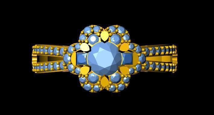 DiamondRing engagement ring with stones 3D print model_1