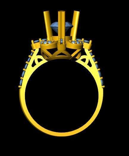 DiamondRing engagement ring with stones 3D print model_3