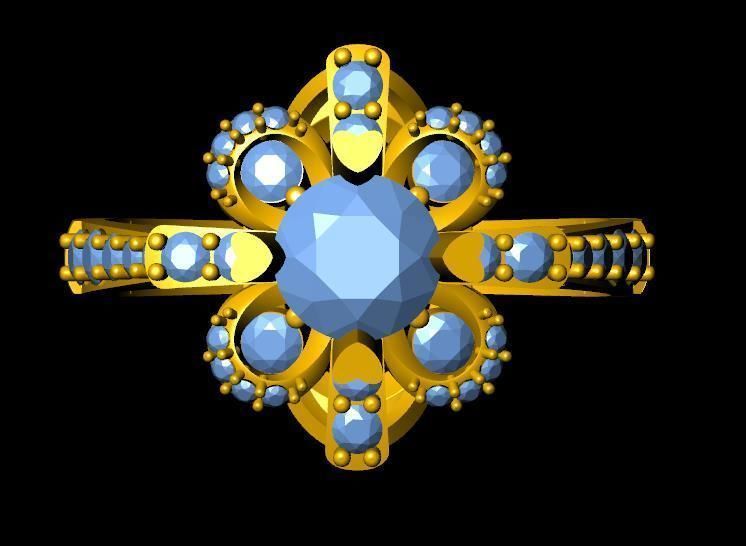 DiamondRing engagement ring with stones 3D print model_1