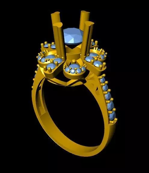 DiamondRing engagement ring with stones 3D print model_0
